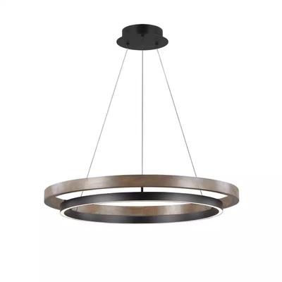 现代简约新中式木纹色客厅吊灯设计师样板房餐厅卧室书房圆环吊灯