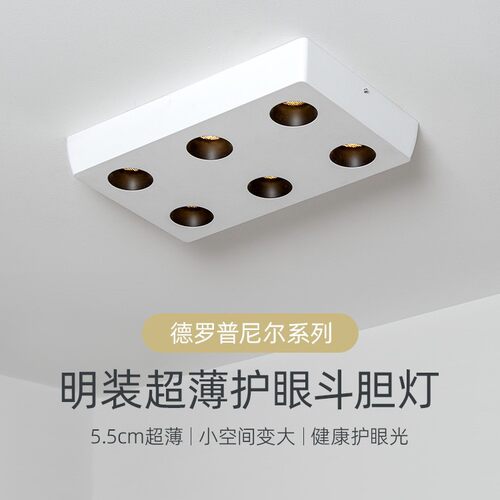 明装射灯客厅防眩筒灯led斗胆灯家用卧室吸顶格栅灯中山灯具批发