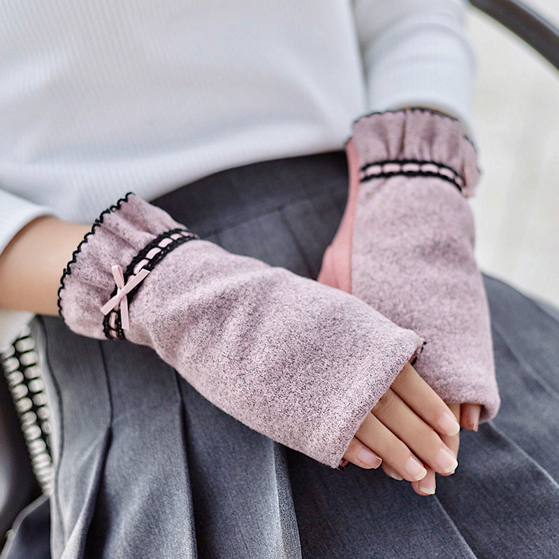 半指露指手套冬天女可爱学生写字韩版时尚保暖防寒加绒加厚秋冬季