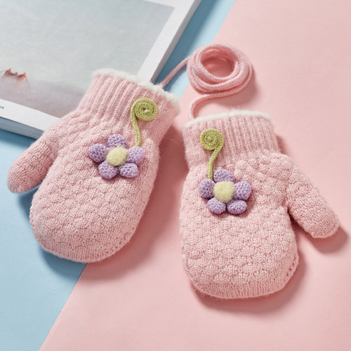 2-4周岁女包冬季挂脖保暖手套