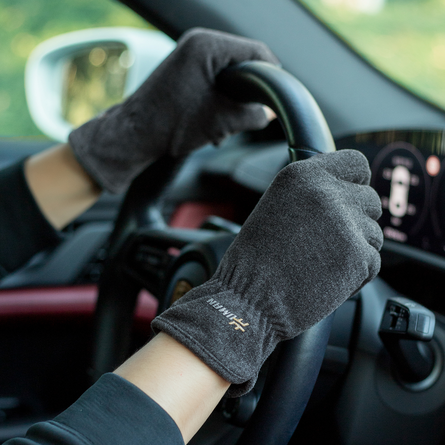 露二指抓绒手套男士秋冬季薄款