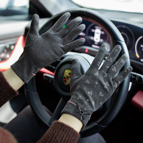 春秋女士抓绒手套薄开车骑行防滑