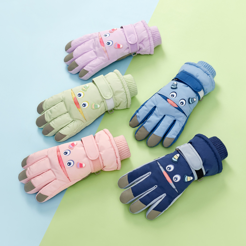 儿童玩雪滑雪防水手套加绒保暖