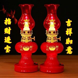 电子蜡烛红色丁财两旺福字吉祥如意佛灯供奉长明灯婚庆喜灯供佛