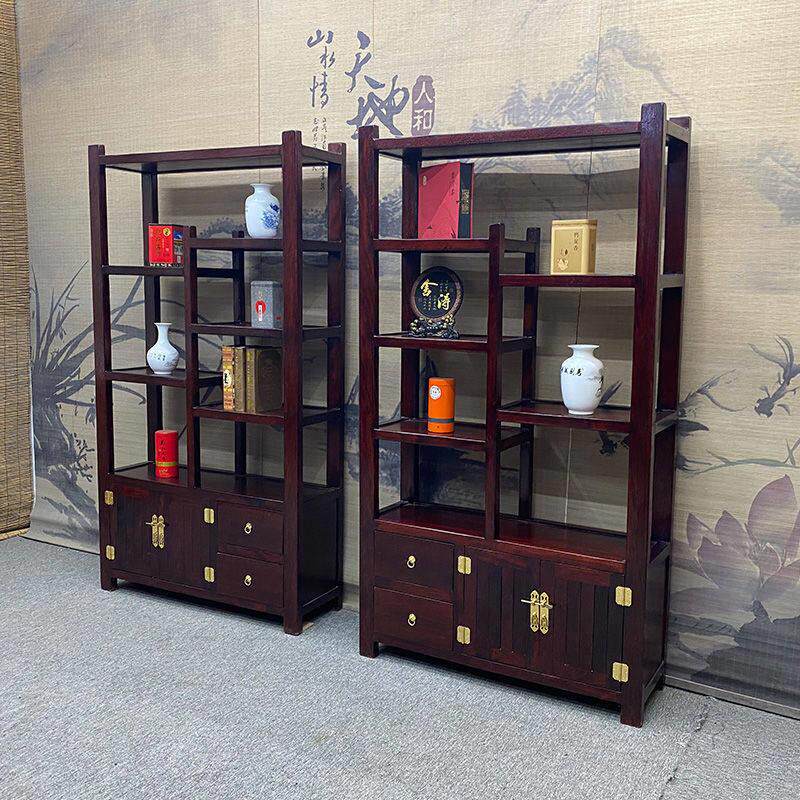 老船木博古架仿古展示架实木多宝阁茶叶架茶室置物架实木古典风