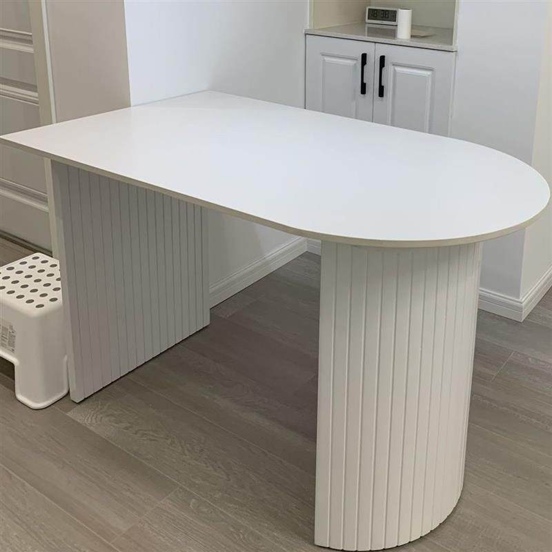 品质家用小户型纯白岩板餐桌靠墙书桌防漏设计师岛台饭桌台式餐桌
