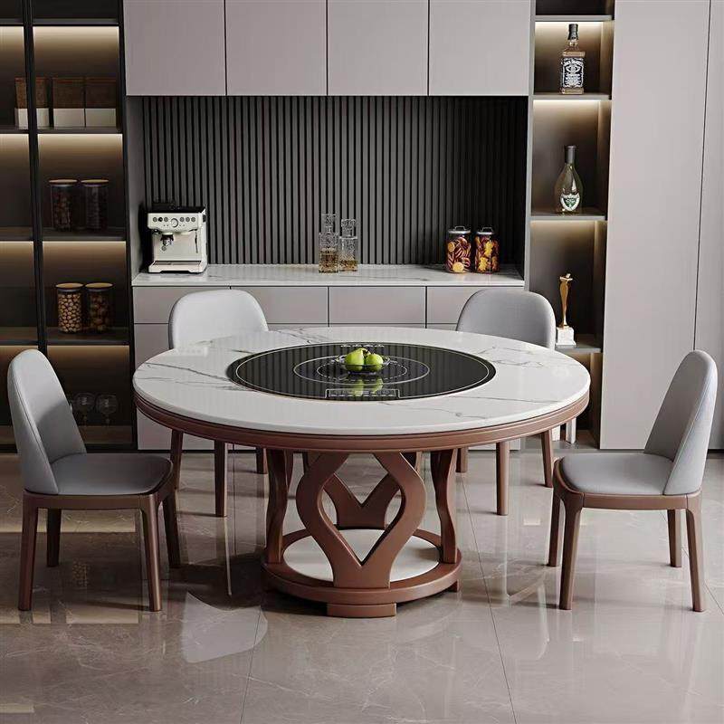 岩板餐桌圆形保温电动暖菜板转盘带火锅电磁炉旋转一体家用大圆桌,住宅家具,板木餐桌,淘宝优惠券,粉丝福利购,淘宝优惠卷