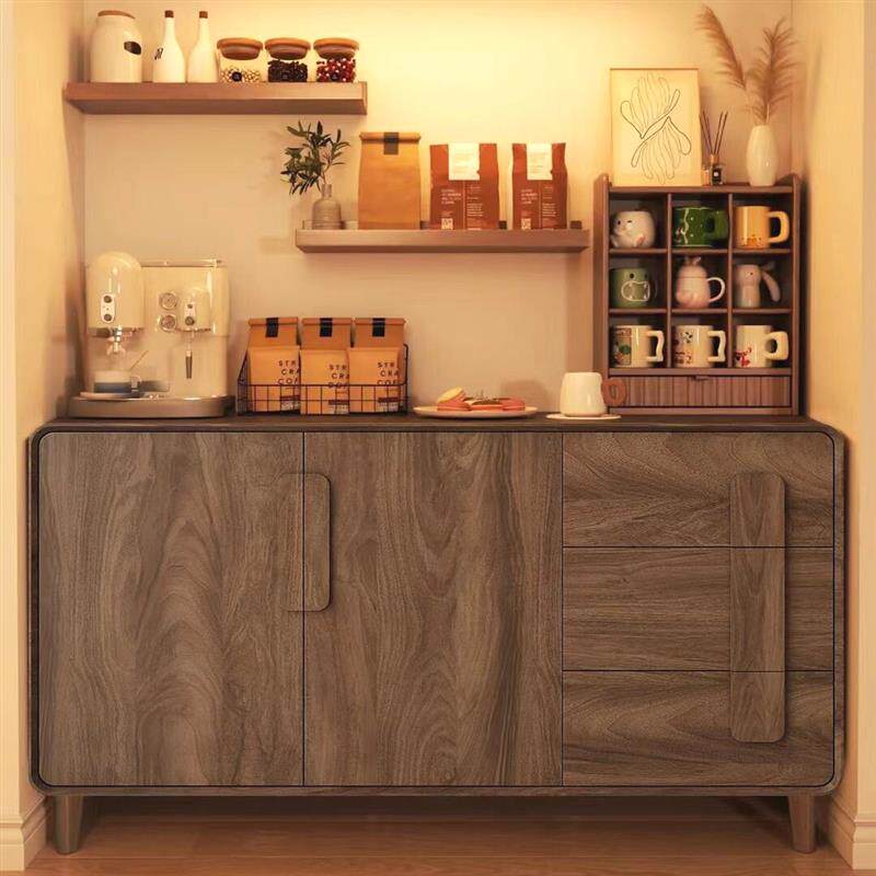 全实木餐边柜新款2024胡桃木橡木实木餐边柜客厅靠墙碗橱柜家用卧