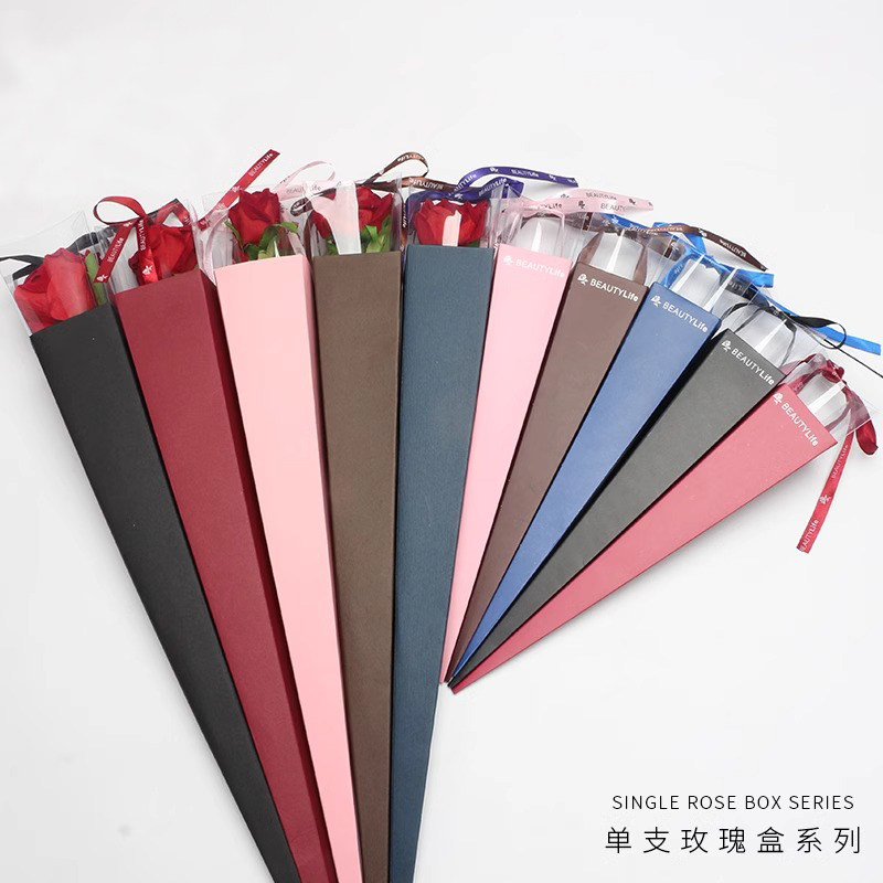 花中情 鲜花康乃馨毛巾花小号单支枝朵玫瑰盒透明PVC盒子包装diy