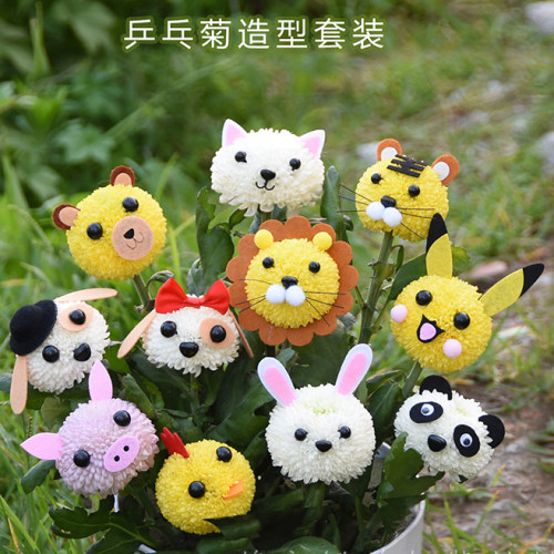 乒乓菊笑脸表情卡通手工DIY鲜花