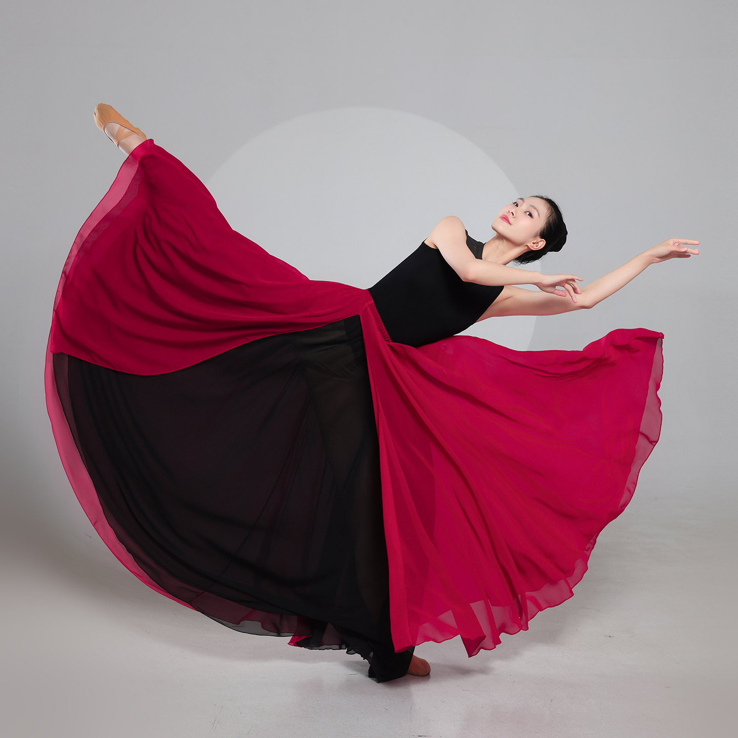 2025新款优质雪纺飘逸双层大摆裙