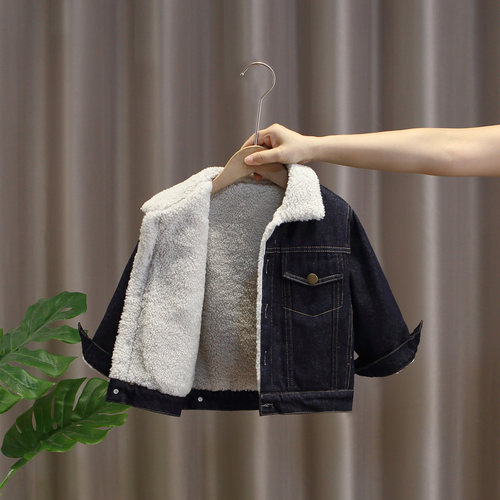 男童2025新款冬季加绒牛仔外套