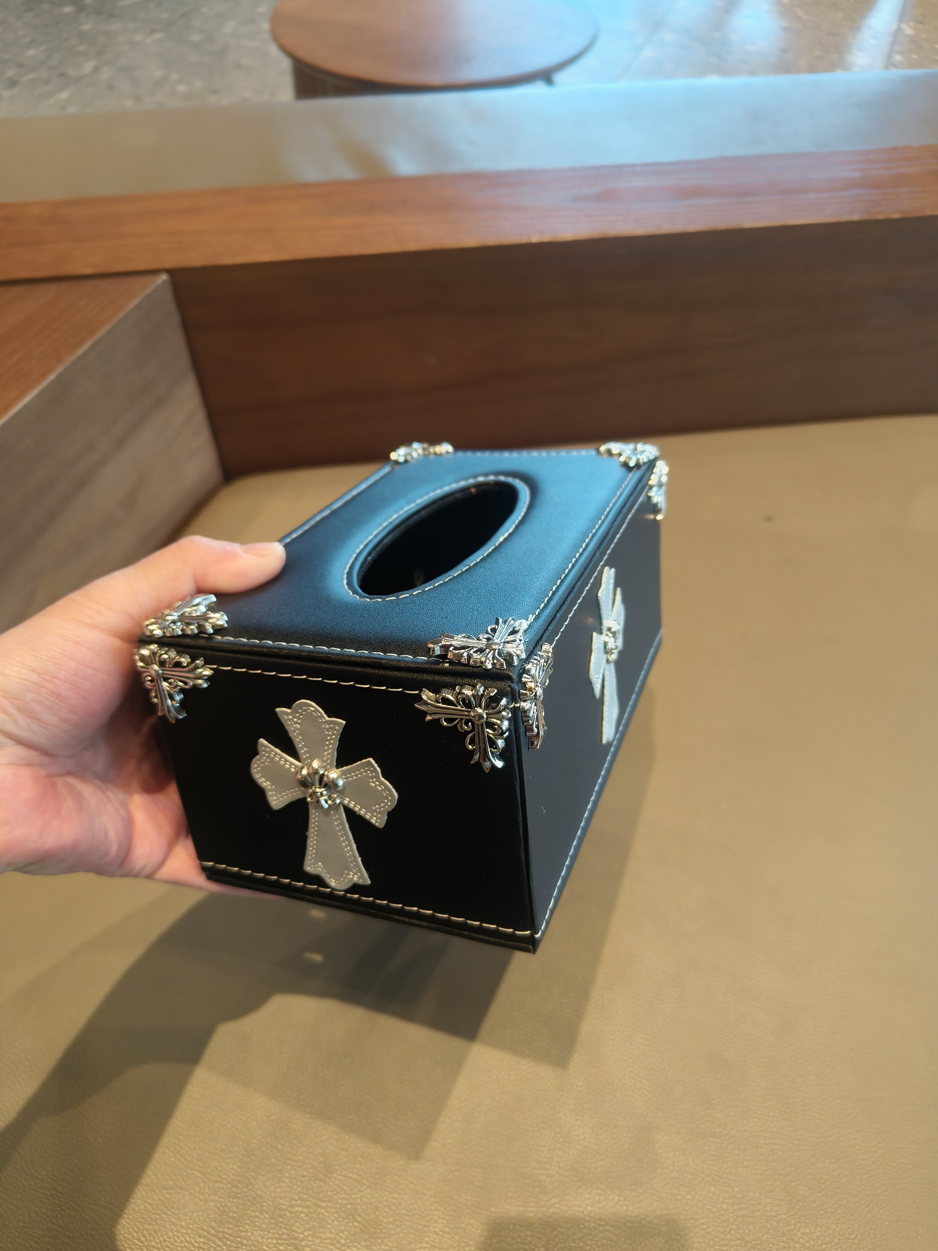 克罗潮牌十字架皮质抽纸盒纸巾盒客厅卧室车载纸巾盒客厅办公室