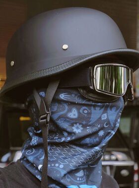 3C认证机车复古头盔摩托车头盔瓢盔哈雷德式钢盔帽大兵盔巡航半盔