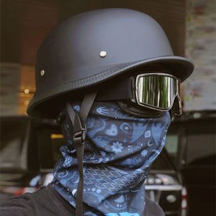 3C认证机车复古头盔摩托车头盔瓢盔哈雷德式钢盔帽大兵盔巡航半盔