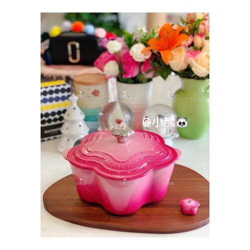 法国 酷彩 le creuset 棉花白 berry 妈咪锅 花形锅 饭釜 铸铁锅