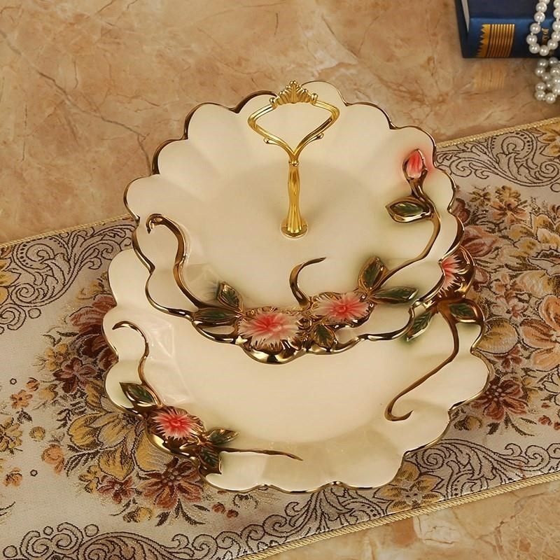 北欧风旋转水果美式干果盘欧式双层置物架喜盘果盘零食盘水晶收纳在类目 餐饮具, 餐具, 果盆/果盘/果篮中 - 来自Buy2taobao.com提供专业的淘宝代购服务