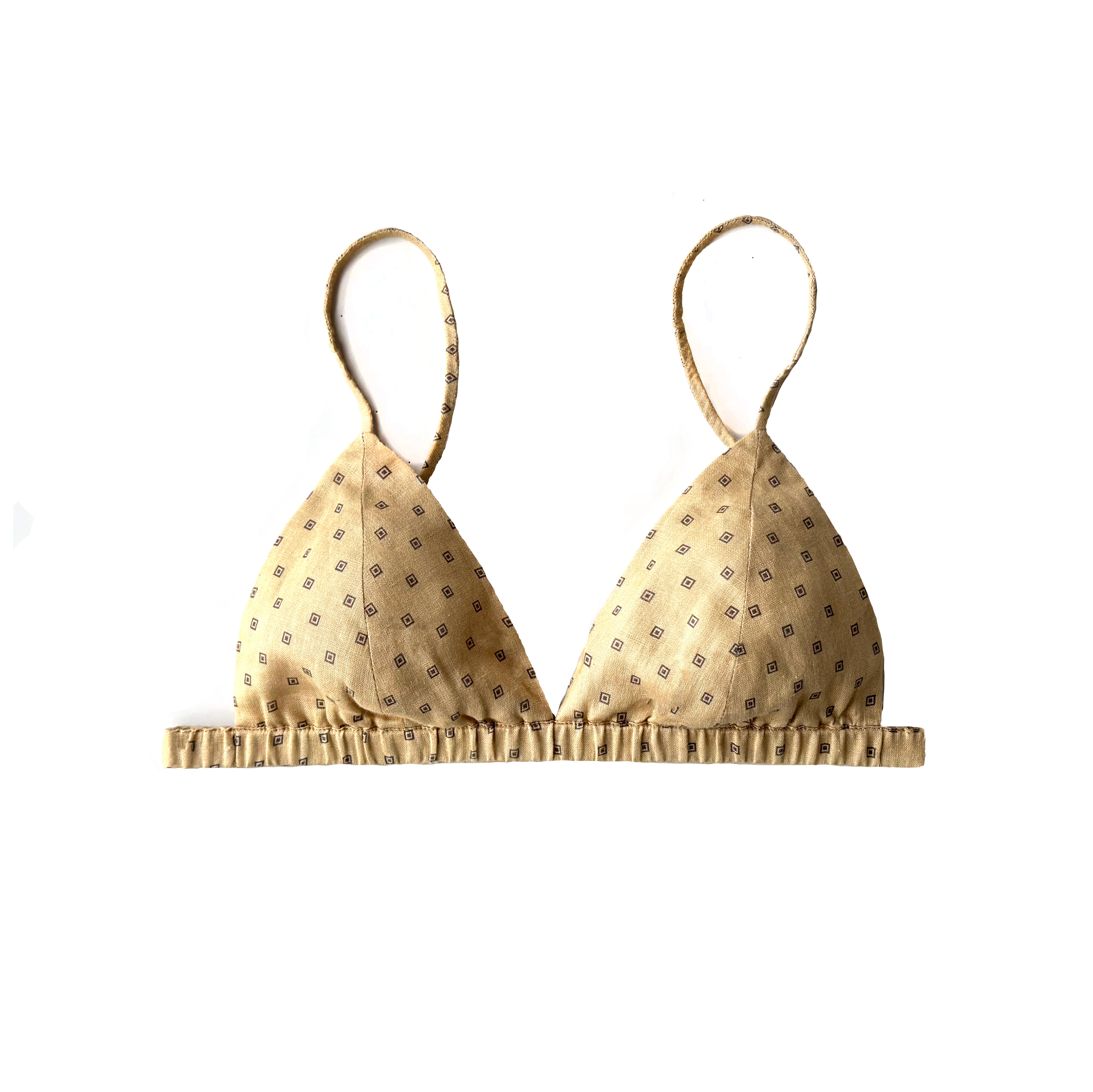 陈小满纯亚麻黄色格纹无钢圈透气防凸点三角杯文胸小胸棉法式内衣,女士内衣/男士内衣/家居服,文胸,淘宝优惠券,粉丝福利购,淘宝优惠卷