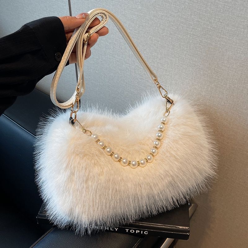 秋冬毛绒手提单肩包女2025新款时尚轻奢可爱毛茸茸百搭手拎毛毛包