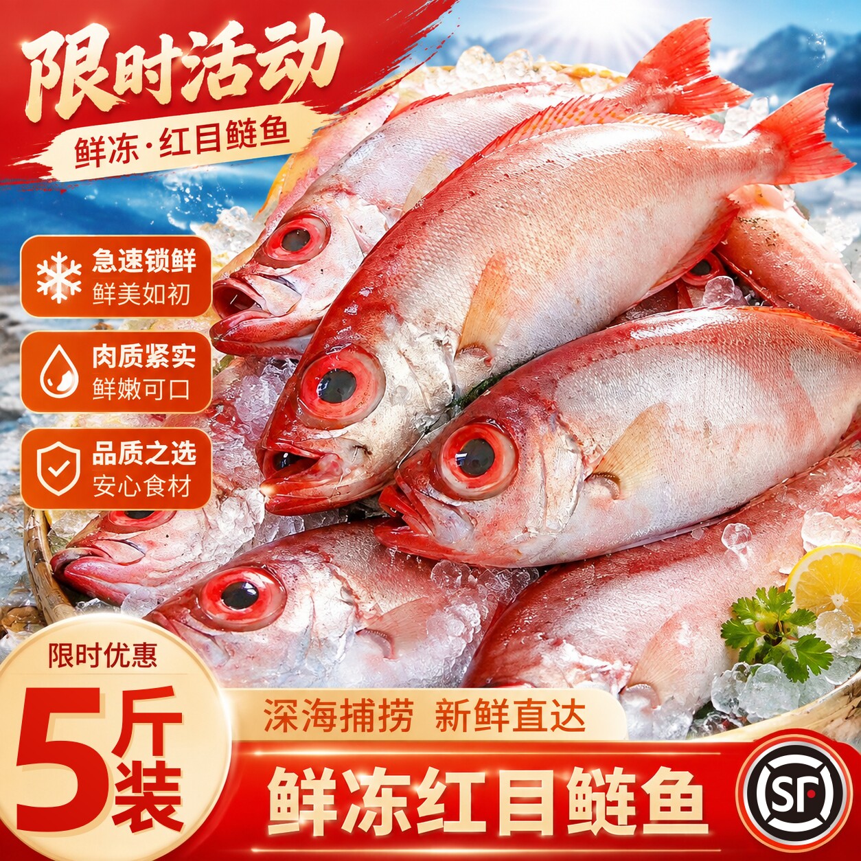 北海海捕无冰鲜冻红大眼鱼