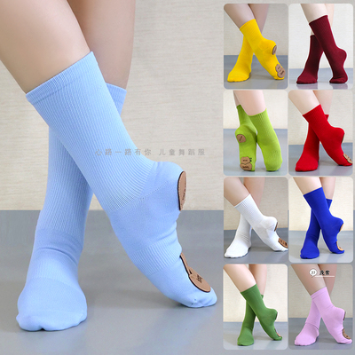 儿童舞蹈袜现代袜子带底猫爪袜
