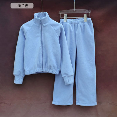 冬季儿童舞蹈服加绒加厚少儿长袖分体摇粒绒套装女童舞蹈服练功服