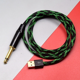 适用于摇滚史密斯吉他贝斯音乐游戏Rocksmith电脑USB转6.35连接线