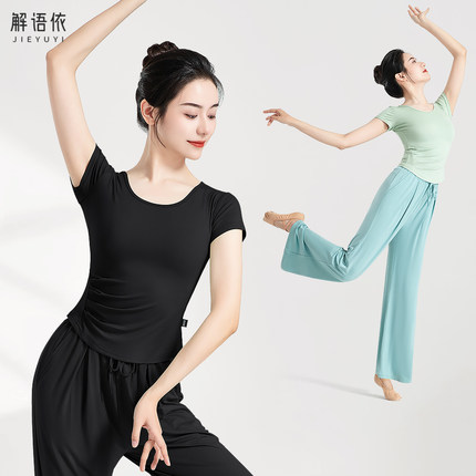 现代舞练功服套装短袖女中国舞蹈服上衣形体新款艺考跳舞裤舞蹈裤