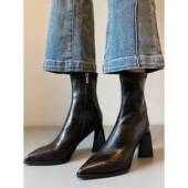 瘦瘦靴2026秋冬新款 春季 尖头法式 高跟马丁靴子气质短0128ed