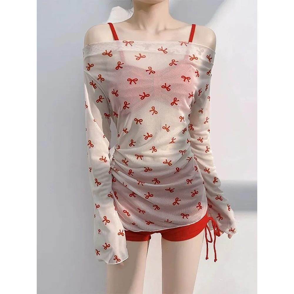 度假泳衣女分体保守三件套韩版风遮肉显瘦新款大码胖MM感0413d