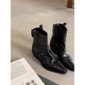 春季 高级感小众西部牛仔靴显瘦网红英伦风小短靴女粗跟0128ed