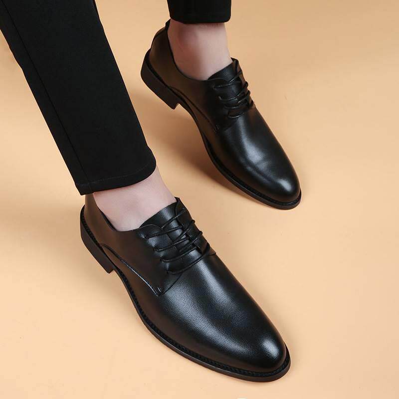 男士皮鞋结婚新郎夏季男韩版休闲黑色软皮软底商务正装透气0714q
