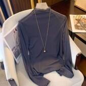 春高级蕾丝长袖 T恤女薄大尺码 胖性感百搭打底纱衣叠穿上衣0204rd