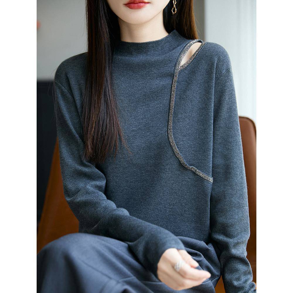 秋冬早秋别致高级感高领针织打底衫女2025新款秋上衣洋气女1201u