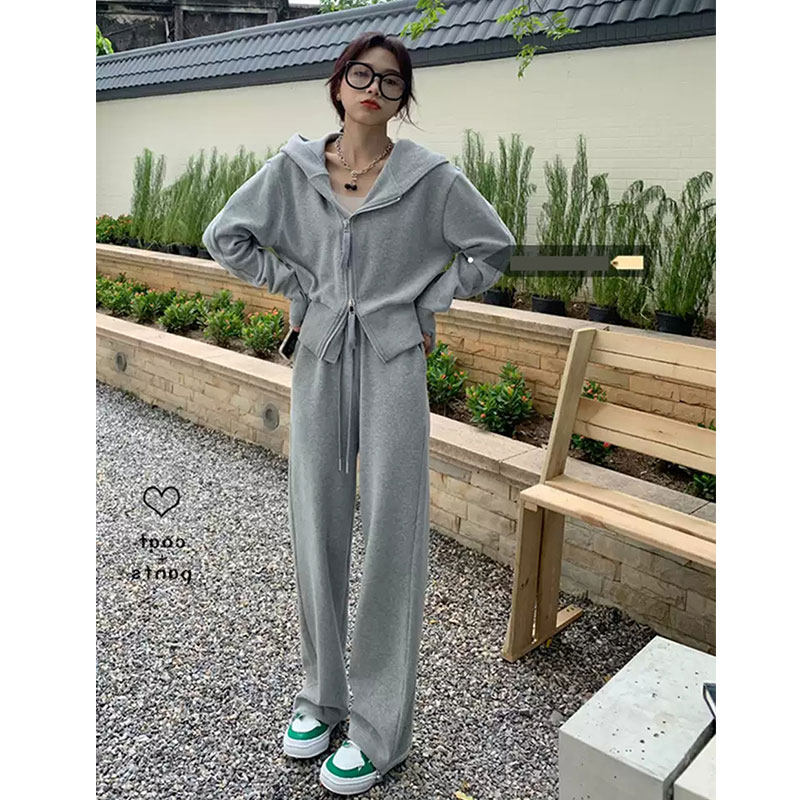 秋冬季休闲运动服套装女学生韩版宽松显瘦时尚洋气卫衣阔腿1021z