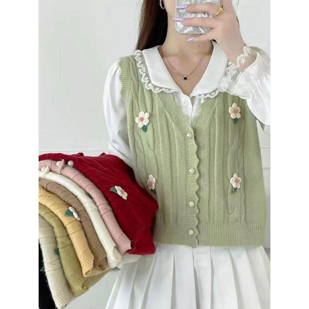 针织马甲女2026春新款宽松V领背心外搭韩版花边法式无袖上衣0124e,女士内衣/男士内衣/家居服,吊带/背心/T恤/打底/肌底衣,淘宝优惠券,粉丝福利购,淘宝优惠卷