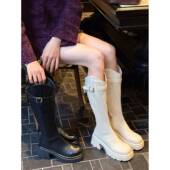 靴女2026秋冬新款 春季 v口长筒靴不过膝厚底增高时装 后拉炼0128ed