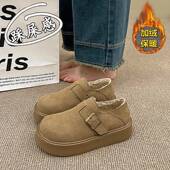 女2026新款 冬季 保暖鞋 春秋踩屎感加绒勃肯鞋 防滑休闲鞋 子0129n