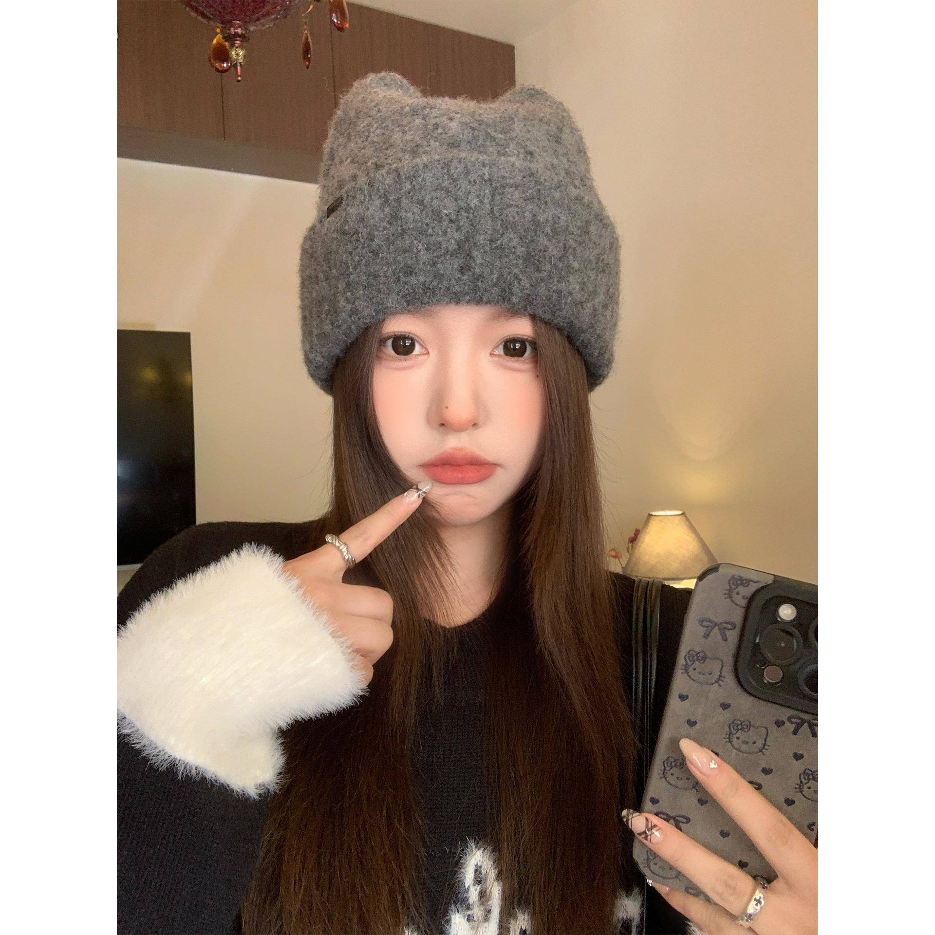 秋冬季帽子女款2025新款天大头围显脸小适合方圆脸兔耳朵毛1027n