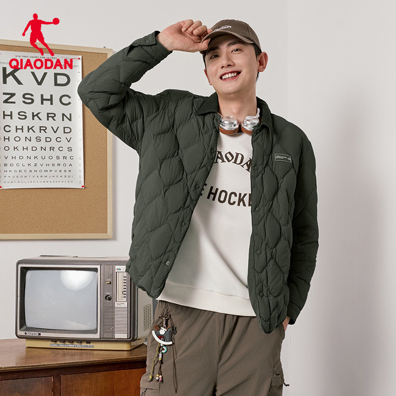 乔丹轻薄羽绒服男抗静电保暖上衣