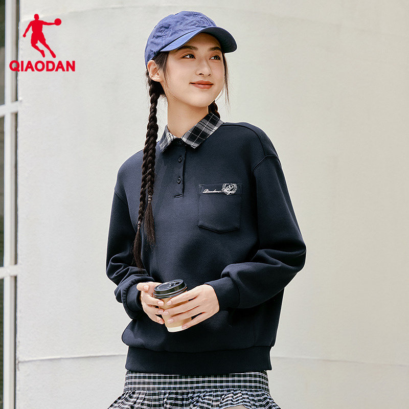 乔丹商场同款Polo领卫衣女士2026秋冬假两件休闲套头运动长袖上衣