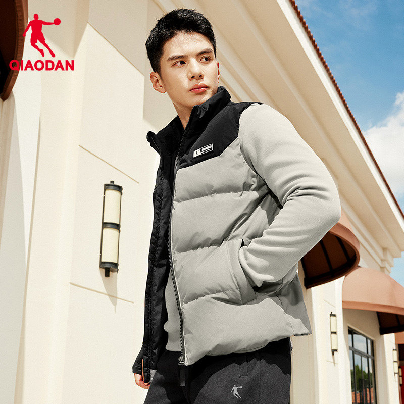 【商场同款】乔丹保暖羽绒马甲外套男2026冬季新款黑色马夹短上衣