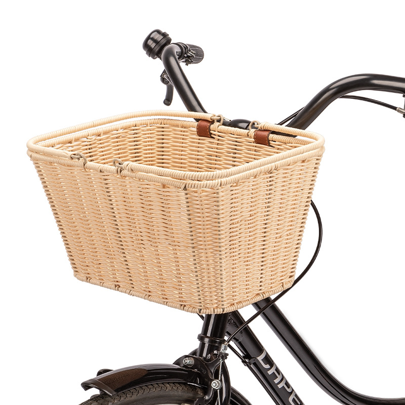 自行车篮单车车筐前置筐复古藤编车篓可手提篮子自行车骑行配件