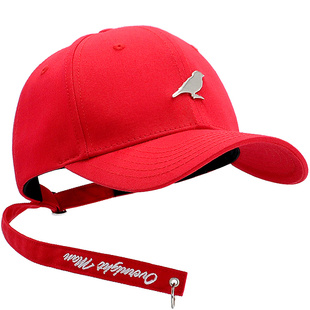 红色飘带小鸟棒球帽 王鹤棣 王一博 王俊凯 肖战同款鸭舌帽子男女