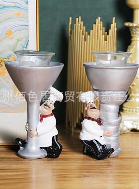 Chef candlestick handicraft ornaments home western cafe bar