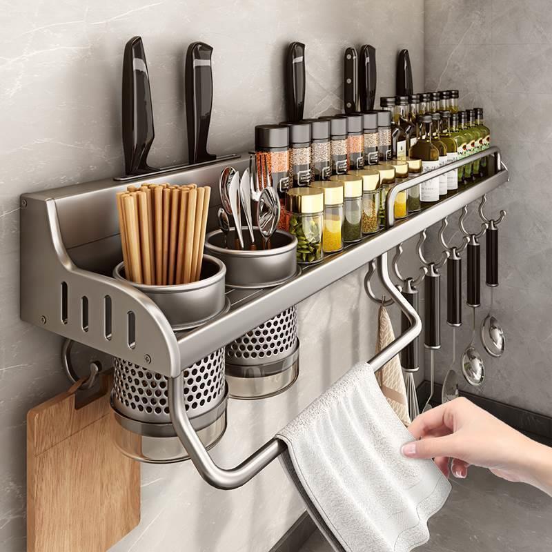 Non punching kitchen storage rack wall mounted multifunction