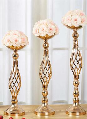 Table Candle Holder Decoration Golden Iron Art Vase, Twiste