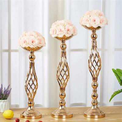 Table Candle Holder Decoration Golden Iron Art Vase, Twiste