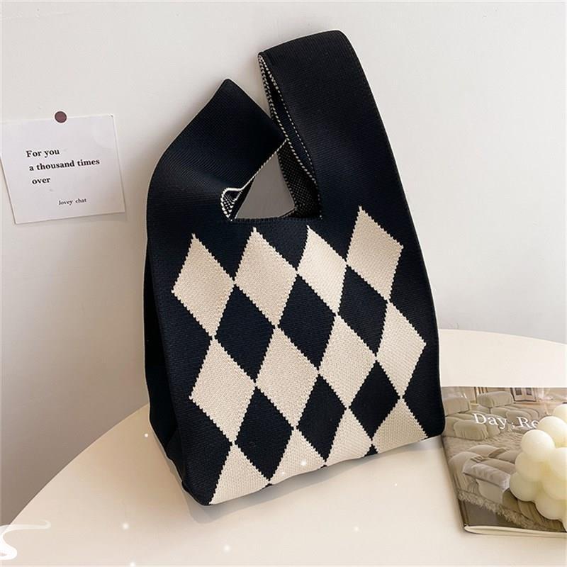 New Handmade Knit Handbag Women Knot Wrist Bag Japanese Casu