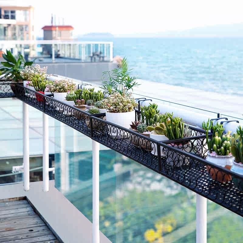 Balcony flower rack shelving green laurel iron hanging plant